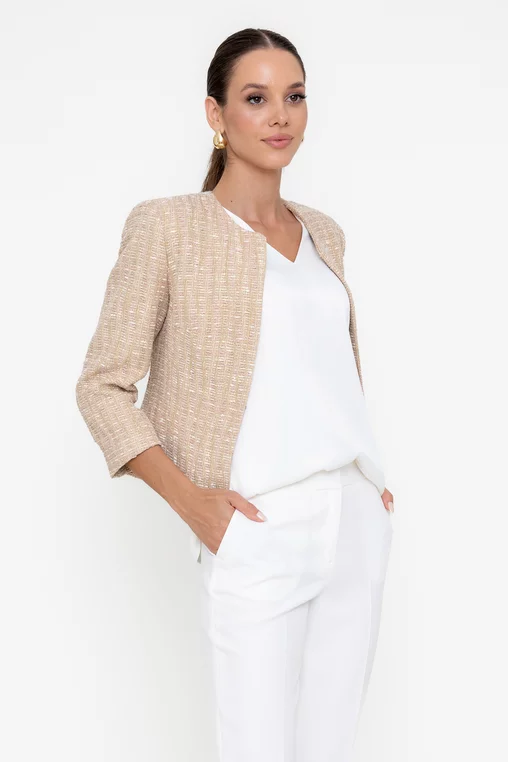 Sacou Caramel elegant cu fir lucios roz S1508 picture - 4