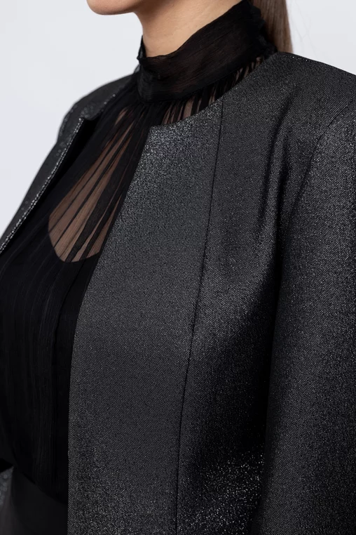 Sacou Caramel elegant cu fir lurex negru S1503 picture - 3