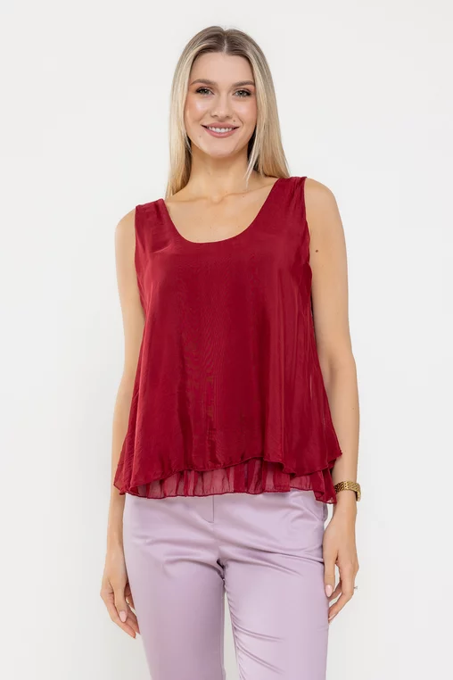 Top fluid din mătase burgundy BLA0503 picture - 1