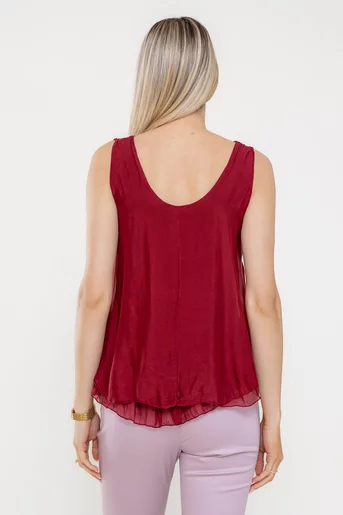 Top fluid din mătase burgundy BLA0503