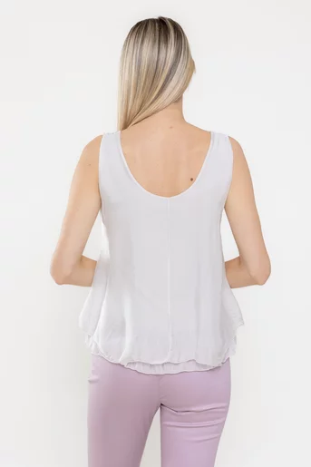 Top fluid din mătase ivory BLA0503