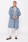 Trench la două rânduri de nasturi bleu JKCT0203 thumbnail picture - 