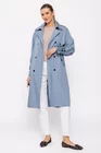 Trench la două rânduri de nasturi bleu JKCT0203 thumbnail picture - 