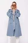 Trench la două rânduri de nasturi bleu JKCT0203 thumbnail picture - 