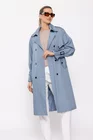 Trench la două rânduri de nasturi bleu JKCT0203 thumbnail picture - 