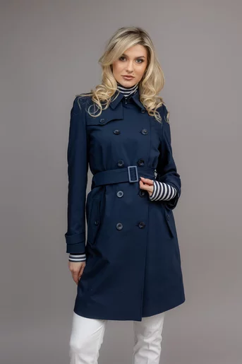 Trenci cambrat cu cordon bleumarin S6302
