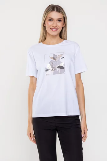 Tricou bumbac cu crini alb BMM0320