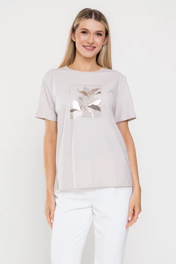 Tricou bumbac cu crini bej BMM0320
