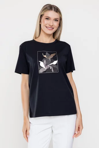 Tricou bumbac cu crini negru BMM0320