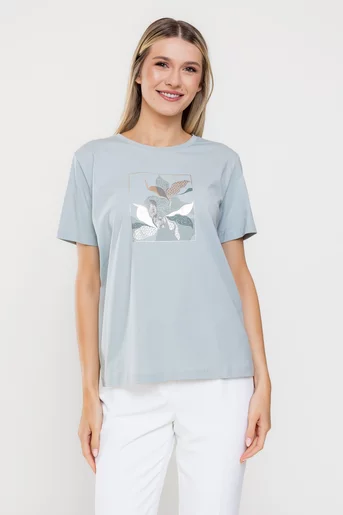 Tricou bumbac cu crini verde BMM0320