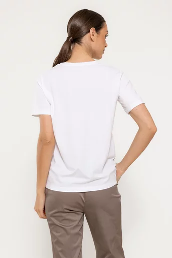 Tricou bumbac cu decupaj inimă  alb BMM0307