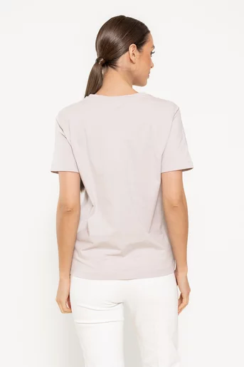 Tricou bumbac cu decupaj inimă bej BMM0307