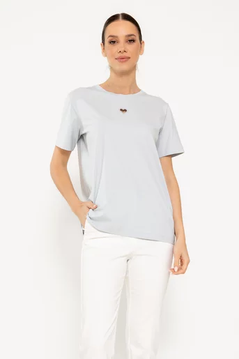 Tricou bumbac cu decupaj inimă vernil BMM0307