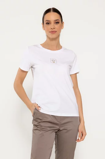 Tricou bumbac cu spate decupat hello alb BMM0304