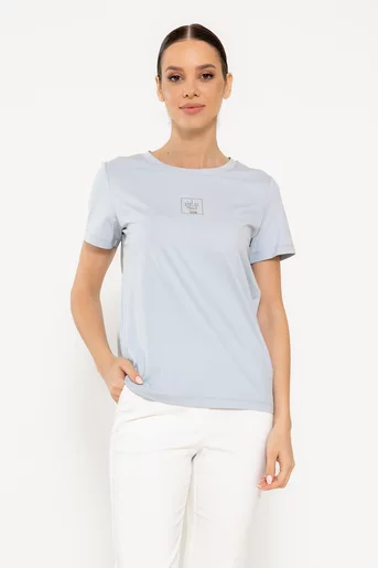 Tricou bumbac cu spate decupat hello bleu BMM0304