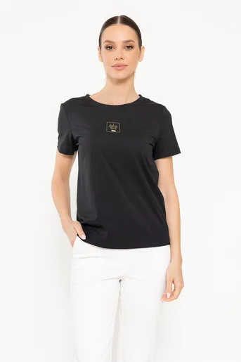 Tricou bumbac cu spate decupat hello negru BMM0304