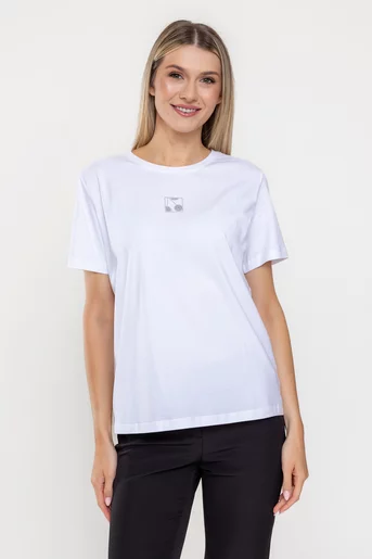 Tricou bumbac decor cireșe alb BMM0316