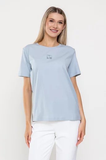 Tricou bumbac decor cireșe albastru BMM0316