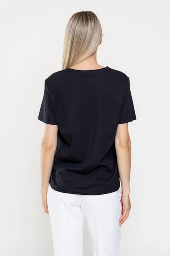 Tricou bumbac decor cireșe negru BMM0316
