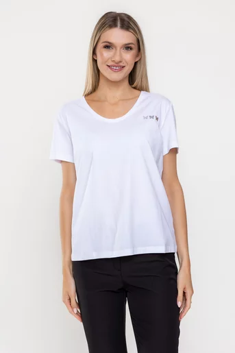 Tricou bumbac decorat cu fluturi alb BMM0314