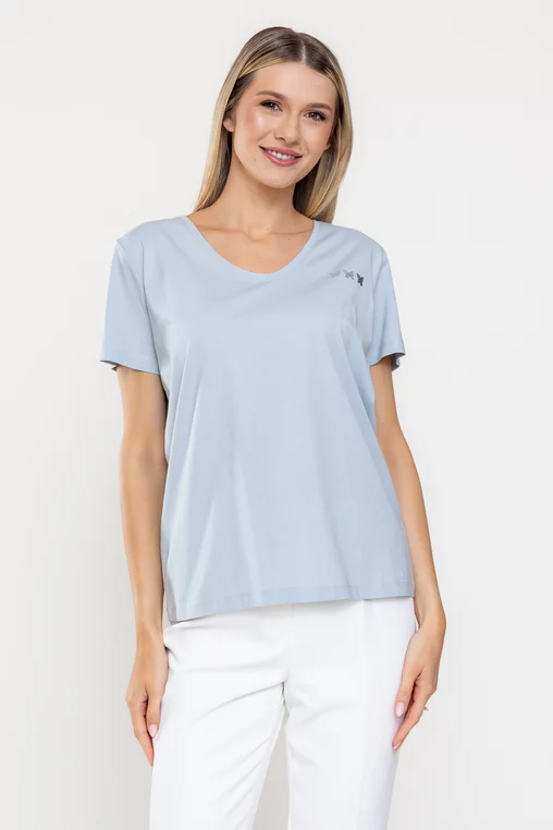 Tricou bumbac decorat cu fluturi albastru BMM0314 picture - 1