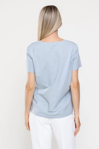 Tricou bumbac decorat cu fluturi albastru BMM0314