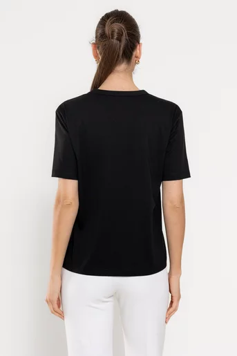 Tricou bumbac decorat cu fructe negru BROS0301