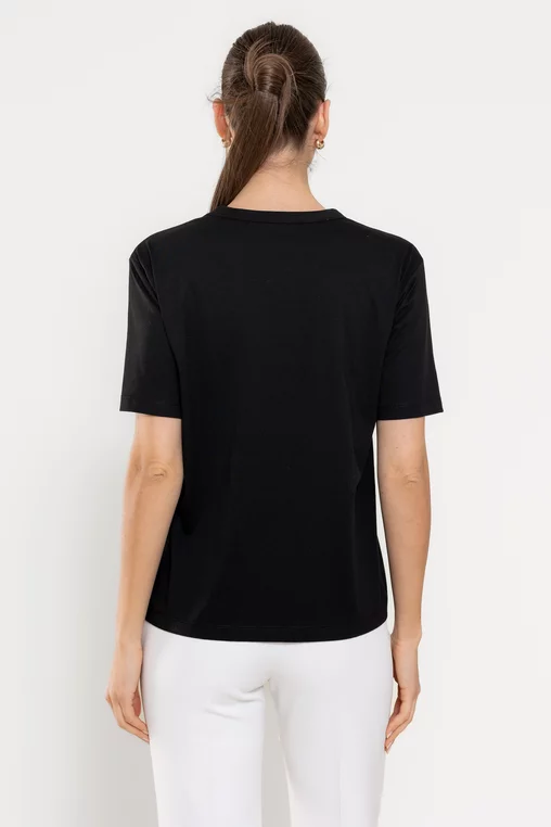 Tricou bumbac decorat cu fructe negru BROS0301 picture - 2