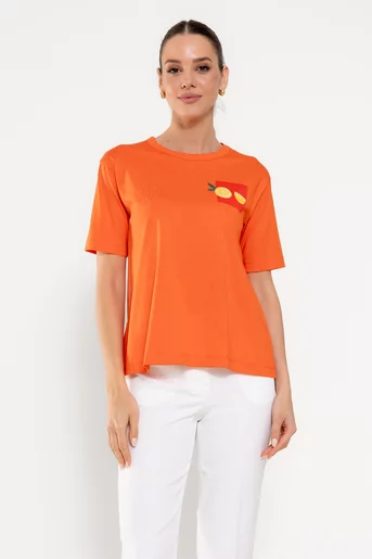 Tricou bumbac decorat cu fructe orange BROS0301