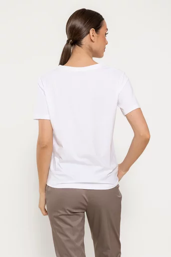 Tricou bumbac decorat cu libelulă alb BMM0303
