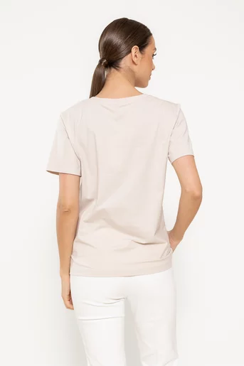 Tricou bumbac decorat cu libelulă bej BMM0303