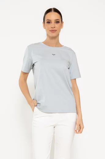 Tricou bumbac decorat cu libelulă vernil BMM0303