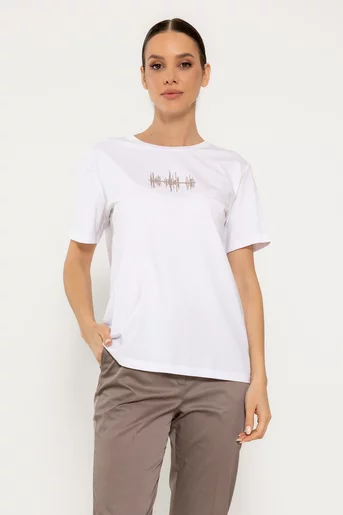 Tricou bumbac grafic alb BMM0302
