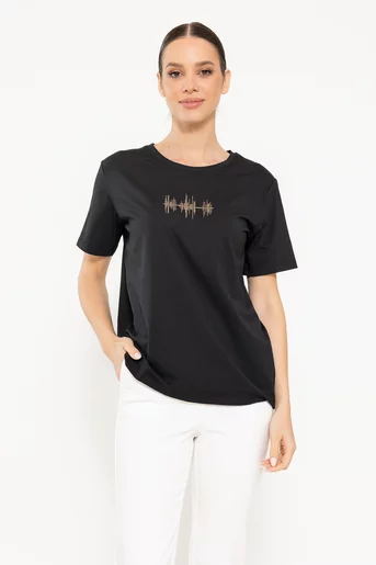Tricou bumbac grafic negru BMM0302