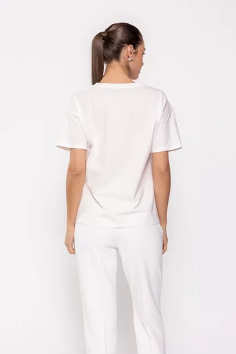 Tricou bumbac imprimat alb BDP0203