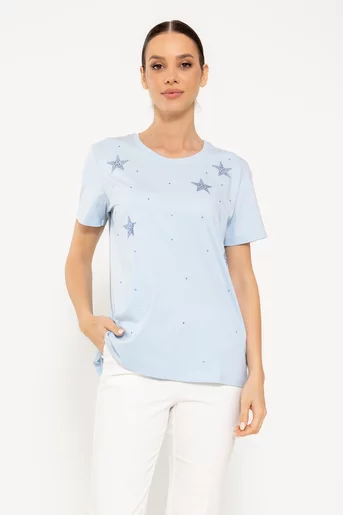 Tricou bumbac imprimeu stars bleu BMM0312