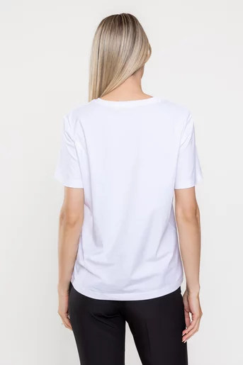 Tricou bumbac panou flori alb BMM0317
