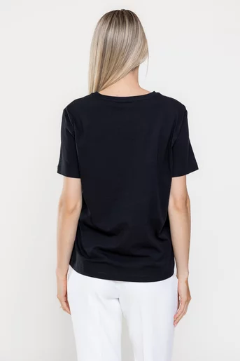 Tricou bumbac panou flori negru BMM0317