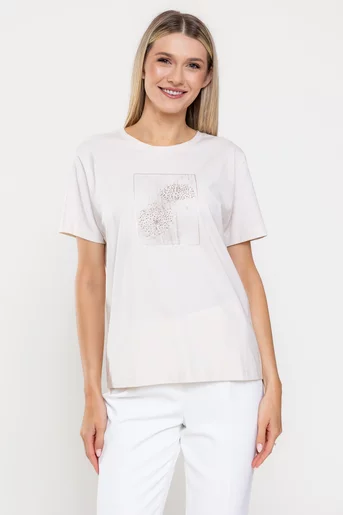 Tricou bumbac panou păpădie bej BMM0324