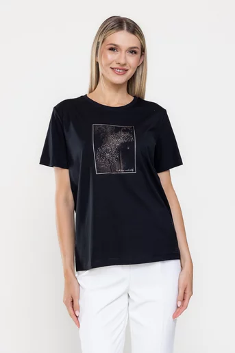 Tricou bumbac panou păpădie negru BMM0324