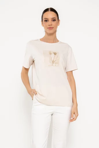 Tricou bumbac wildflowers bej BMM0311