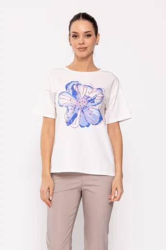 Tricou casual cu strasuri albastru BDP0202