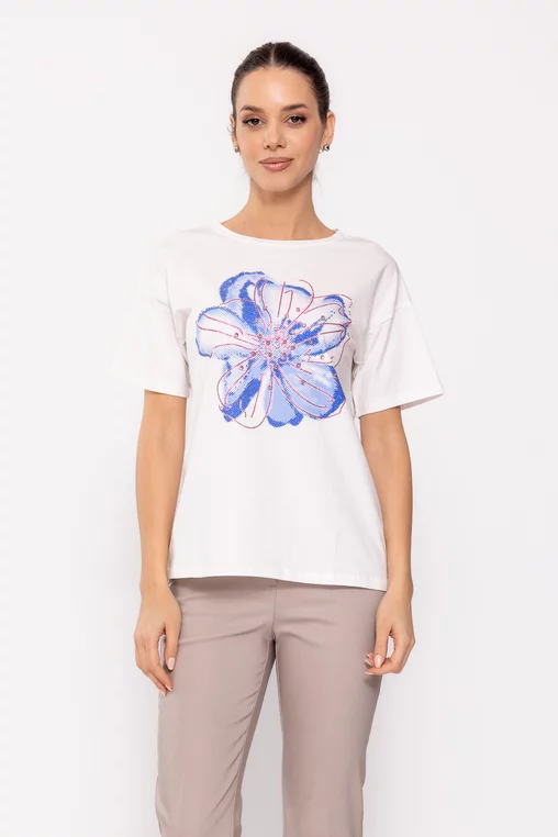Tricou casual cu strasuri albastru BDP0202 picture - 1