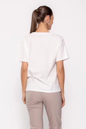 Tricou casual cu strasuri albastru BDP0202
