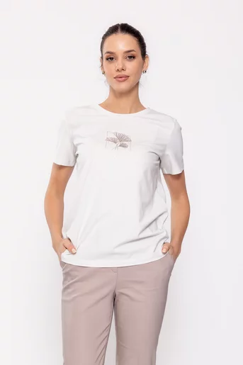 Tricou casual din bumbac alb BLI0237