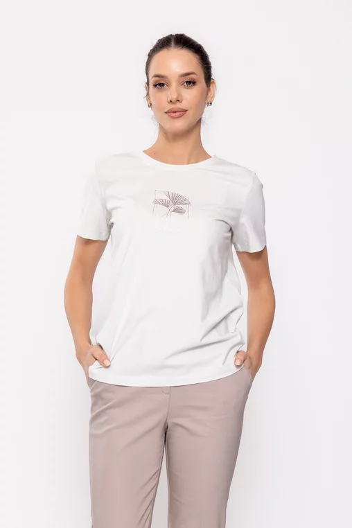 Tricou casual din bumbac alb BLI0237 picture - 1
