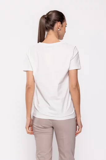 Tricou casual din bumbac alb BLI0237