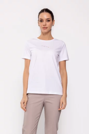 Tricou casual din bumbac alb BLI0241