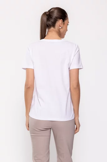 Tricou casual din bumbac alb BLI0241