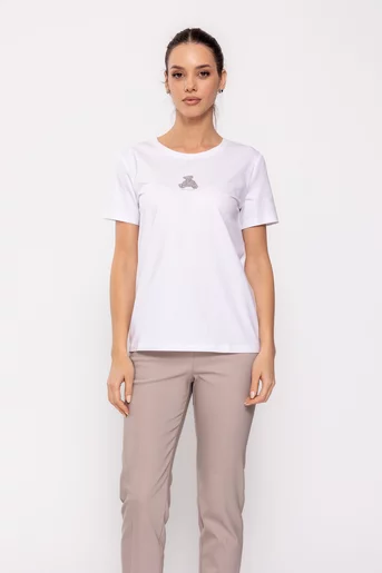 Tricou casual din bumbac alb BLI0242